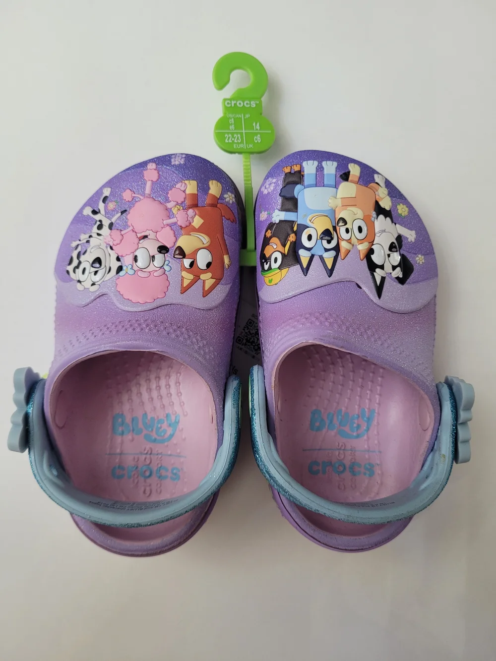 CROCS Kids Sz 6 Toddler Purple Bluey Clogs Shoes Bingo Sausage Dog